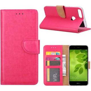 👉 Pasjeshouder roze Huawei P Smart Hoesje met 8718894406427