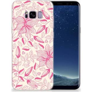 👉 Roze Samsung Galaxy S8 Plus Uniek TPU Hoesje Pink Flowers 8718894787809