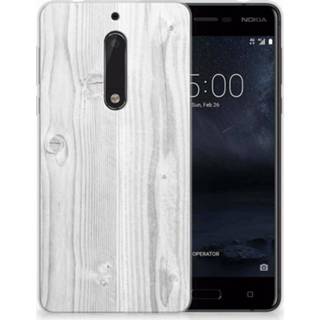 👉 Wit Nokia 5 TPU Hoesje Design White Wood 8718894795255