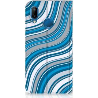 👉 Standcase blauw Huawei P20 Lite Hoesje Design Waves Blue 8718894695623