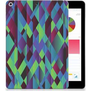👉 Tablethoes donkergroen blauw Apple iPad 9.7 2018 | 2017 Tablethoesje Design Abstract Green Blue 8718894700457