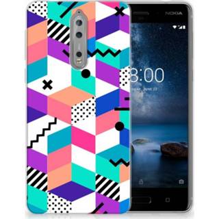 👉 Nokia 8 TPU Hoesje Design Blocks Colorful 8718894706312