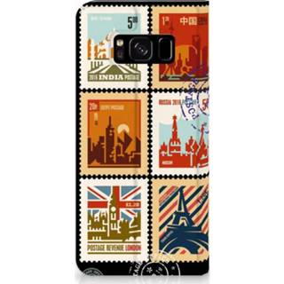 👉 Standcase Samsung Galaxy S8 Uniek Hoesje Postzegels 8718894720110