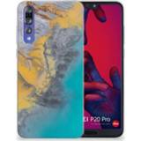 👉 Blauw goud Huawei P20 Pro TPU Hoesje Design Marble Blue Gold 8718894732625