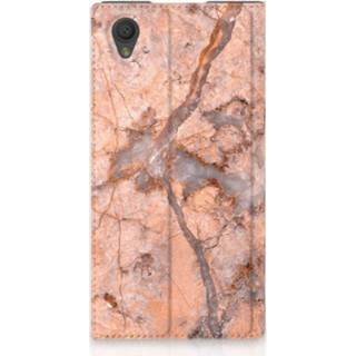 Standcase oranje marmer Sony Xperia L1 Hoesje Design 8718894737576