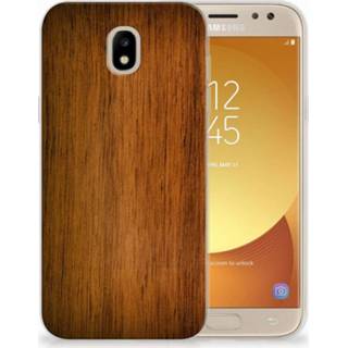 👉 Hout Samsung Galaxy J5 2017 Uniek TPU Hoesje Donker 8718894737743