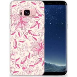 👉 Roze Samsung Galaxy S8 Uniek TPU Hoesje Pink Flowers 8718894741566