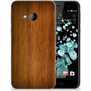 👉 Hout HTC U Play Uniek TPU Hoesje Donker 8718894767542