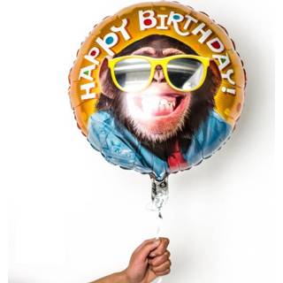 👉 Verjaardag ballon bruin Happy Birthday Chimpansee 71444254410