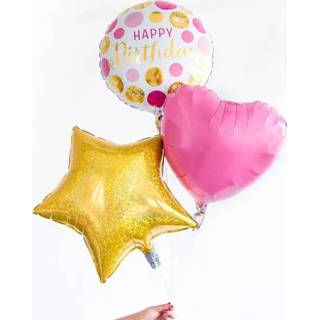 👉 Ballon roze goud ster Ballonnen tros Verjaardag - 1000000013122