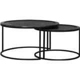 👉 Salon tafel XL tafels rond zwart metaal Salontafel TALCA Antiek-lood deep edge set van 2 8717807193317