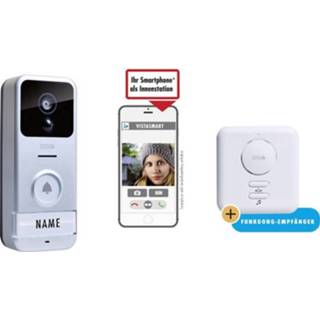 👉 Wifi deurbel zwart zilver M-e modern-electronics 41153 met video Buitenunit voor, Netvoeding Extra bel voor 1 gezinswoning Zilver, 4250109170753
