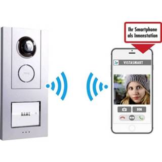 👉 Wifi deurbel zilver M-e modern-electronics 41023 met video LAN, Buitenunit voor, Netvoeding voor 1 gezinswoning 4250109170630