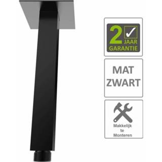 Mat zwart AQS Douche-Arm Luxe Vierkant Plafondbevestiging 15 cm 8719304448211