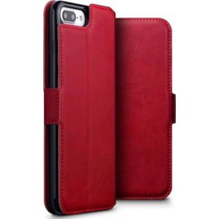 👉 Portemonnee rood echt leer ruimte voor papiergeld slim folio hoes Qubits - lederen wallet iPhone 7 Plus / 8 5053102820361