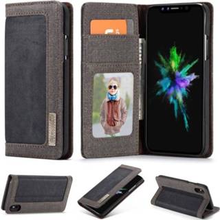 👉 Portemonnee zwart Canvas Stof XS ruimte voor papiergeld bookwallet flip hoes Caseme luxe wallet - iPhone Max 669014994431