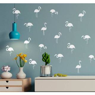 👉 Muursticker nederlands Flamingo patroon eenkleurig