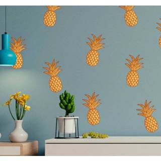 👉 Muursticker gouden nederlands ananaspatroon