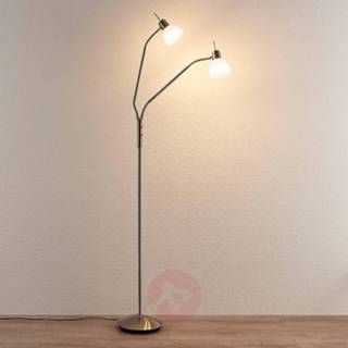 👉 Vloerlamp a+ wit albast warmwit glas LED Gwendolin met twee lampjes