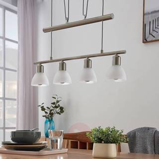 👉 Hang lamp wit albast a+ warmwit glas In hoogte verstelbare LED hanglamp Gwendolin