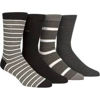 👉 Sock tin mannen zwart Calvin Klein 4 stuks Kyler Striped Socks Gift * Gratis verzending