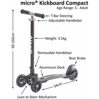 👉 Zwart Kickboard Compact T Black - Step Complete 1033555656773