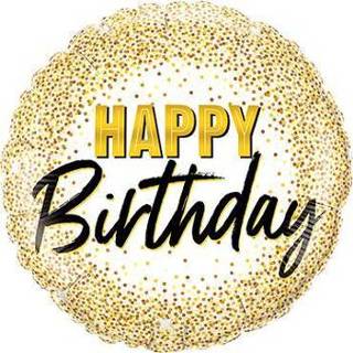 👉 Goud Birthday Gold Glitter Dots Foil Round 18in/45cm