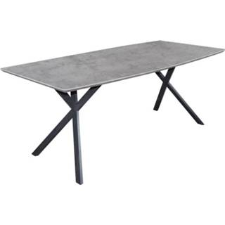 👉 Eettafel grijs MDF Hout Eetkamertafel Hindel 190 cm breed - beton