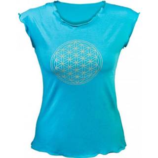 👉 Yoga T-shirt met'Bloem des Levens'- Donker Turquoise S