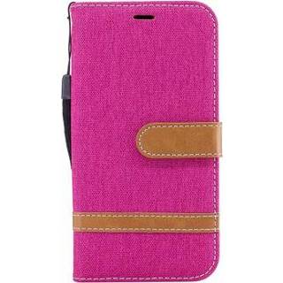 👉 Portemonnee roze canvas Samsung Galaxy J3 (2017) Diary Wallet Case - Hot Pink 5712579743022