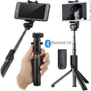 👉 Selfiestick zwart Universal 3-in-1 Bluetooth Selfie Stick met Tripod - 5712579747341
