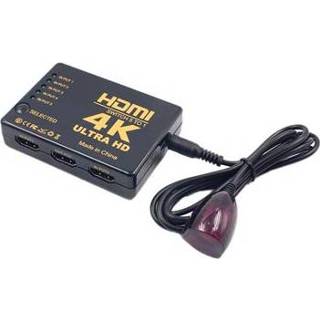 👉 HDMI schakelaar zwart 5-in-1 4K Ultra HD met Afstandsbediening - 5712579640413
