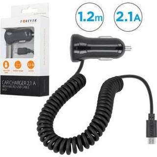 👉 Autolader zwart Forever M-01 met MicroUSB Spiral Kabel - 2.1A 5900495542205