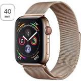 👉 Watch staal goud Apple Series 4 LTE MTVQ2FD/A - Roestvrij Staal, Milanees Bandje, 40mm, 16GB