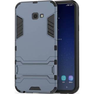 👉 Blauw backcover hoes Lunso - Double Armor Layer met stand Samsung Galaxy J4 Plus 669014993250