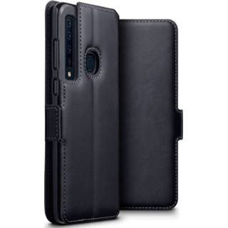 👉 Portemonnee zwart echt leer ruimte voor papiergeld slim folio hoes Qubits - lederen wallet Samsung Galaxy A9 2018 5053102837741