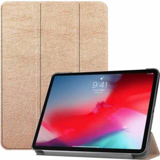 👉 Kunstleer goud stand flip hoes 3-Vouw sleepcover - iPad Pro 11 inch 669014993588