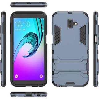 👉 Rood backcover hoes blauw Lunso - Double Armor Layer met stand Samsung Galaxy J6 Plus 669014993328