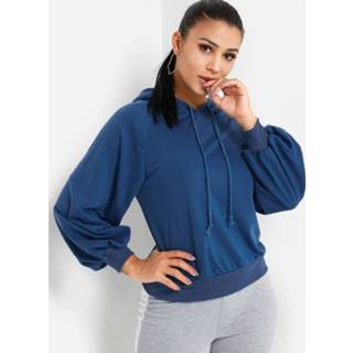 👉 Hoodie polyester One Size vrouwen marine Navy Long Puff Sleeved Drawstring