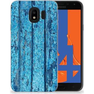 👉 Blauw Samsung Galaxy J4 2018 Uniek TPU Hoesje Wood Blue 8718894709436