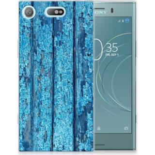 👉 Blauw Sony Xperia XZ1 Compact Uniek TPU Hoesje Wood Blue 8718894740569