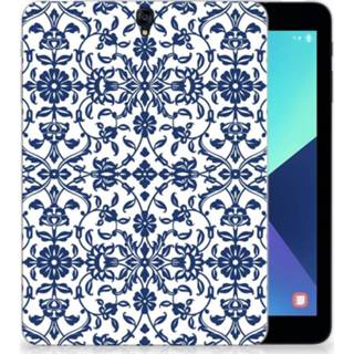 👉 Tablethoes blauw Samsung Galaxy Tab S3 9.7 Uniek Tablethoesje Flower Blue 8718894743881