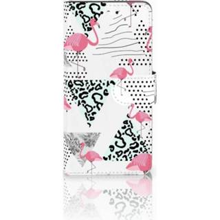 👉 Huawei P8 Lite Smart (GR3) Uniek Boekhoesje Flamingo Triangle 8718894752852