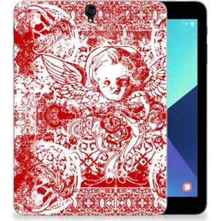 👉 Tablethoes rood Samsung Galaxy Tab S3 9.7 Tablethoesje Design Angel Skull Red 8718894809365