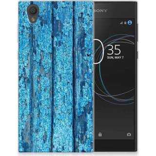 👉 Blauw Sony Xperia L1 Uniek TPU Hoesje Wood Blue 8718894821473