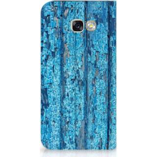 👉 Standcase blauw Samsung Galaxy A5 2017 Uniek Hoesje Wood Blue 8718894846223