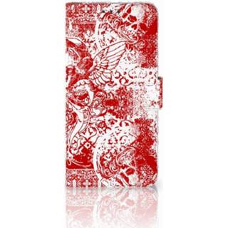 👉 Rood HTC U11 Plus Boekhoesje Design Angel Skull Red 8718894858462