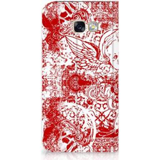 👉 Standcase rood Samsung Galaxy A5 2017 Hoesje Design Angel Skull Red 8718894911112