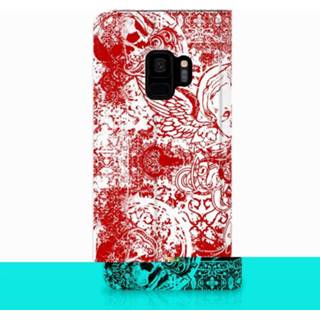 👉 Standcase rood Samsung Galaxy S9 Hoesje Design Angel Skull Red 8718894949207