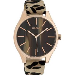 👉 Horloge metaal vrouwen roskleurig streepjes Bruin-Parelmoer meerkleurig timepieces collection rond eraal quartz polshorloge gespsluiting active bruin OOZOO C9791 Brown Leopard 8719929009514